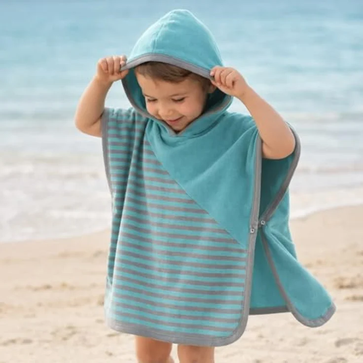 Vossen Badeponcho Schwimmponcho „De Luxe“, Blau und Grau, Onesize – Bild 7