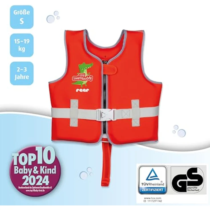 Reer myswimbuddy Schwimmlernweste | Schwimmhilfe für Babys und Kleinkinder | Größe S | Neopren | 15-19kg | Blau – Bild 2