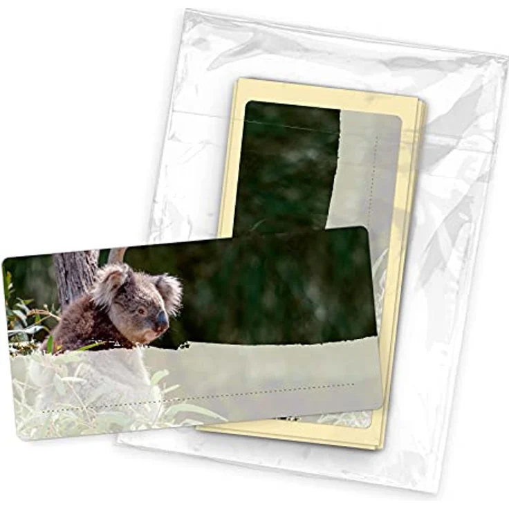 itenga 40x Buchetiketten Heftetiketten 9x4,5cm, selbstklebend, beschreibbar, ideal als Namensschild, Schulheft Etiketten (Koala) – Bild 3