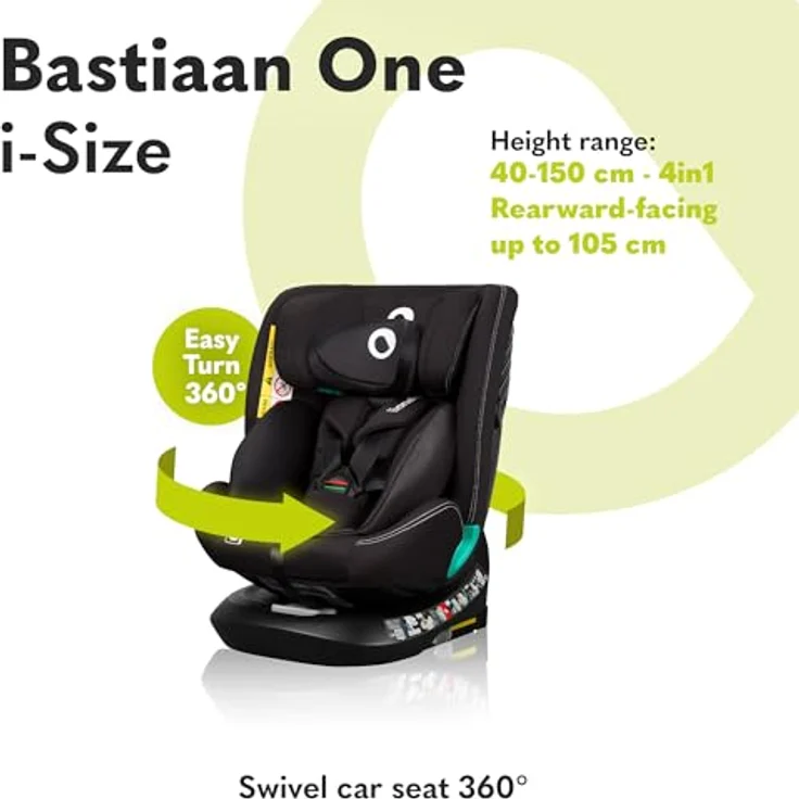 lionelo Autokindersitz BASTIAAN ONE i-SIZE, 4 in 1 mit 360 Grad Drehung, ab Geburt bis 12 Jahren, 0-36kg, (Set) – Bild 2
