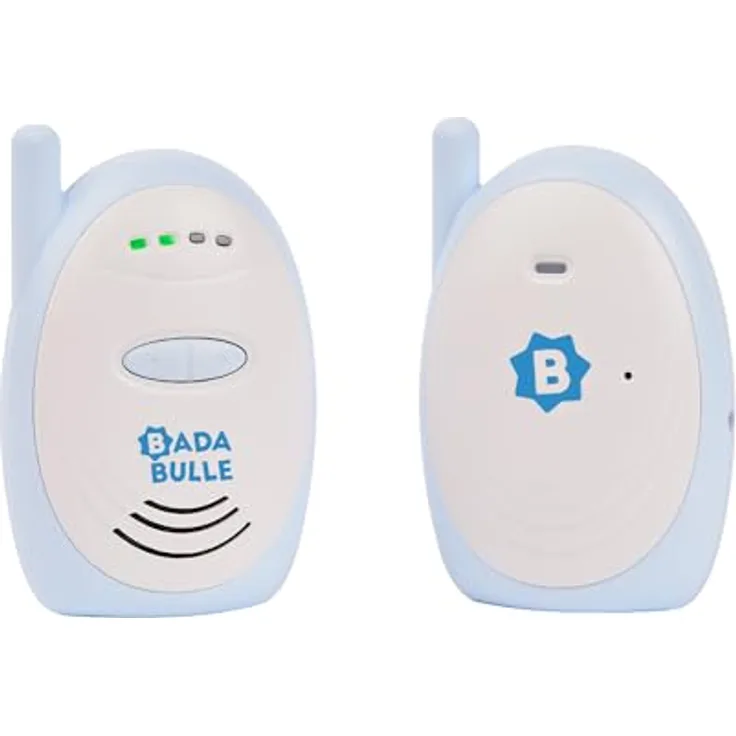 Badabulle Audio-Babyphone 300m Reichweite, akustischer und visueller Alarm, Batterie- und Netzbetrieb, kompakt mit Gürtelclip