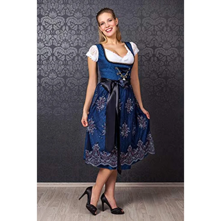 Edelnice Dirndl Josepha, Dirndlkleid in Midi Länge mit Perlen und Pailetten, bordeaux – Bild 4