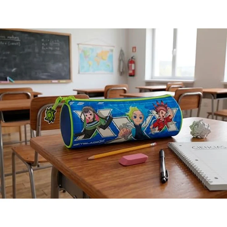Beyblade Federmäppchen mit Reißverschluss, robuster Stauraum für Stifte und Schulzubehör, rund – Bild 6