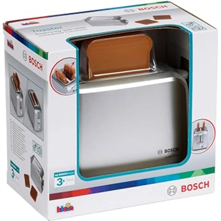 Theo Klein 9210 Bosch Toaster, Spielzeug mit mechanischer Toastfunktion, inklusive 2 Scheiben Spielzeugtoast, ideal für Kinder ab 3 Jahren, Maße: 15 cm x 12 cm x 10,5 cm – Bild 5