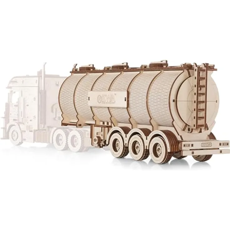 Eco Wood Art ROAD KING LKW Aufleger Modellbausatz, mechanisches 3D-Holzpuzzle mit 251 lasergeschnittenen Teilen, Federwerk-Antrieb, ohne Kleber