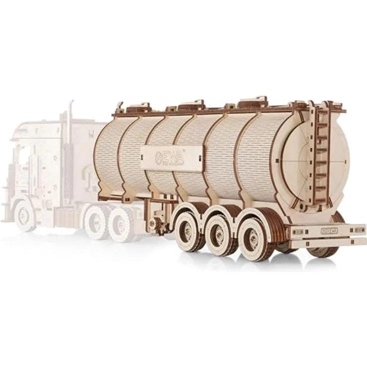Eco Wood Art ROAD KING LKW Aufleger Modellbausatz, mechanisches 3D-Holzpuzzle mit 251 lasergeschnittenen Teilen, Federwerk-Antrieb, ohne Kleber – Bild 1