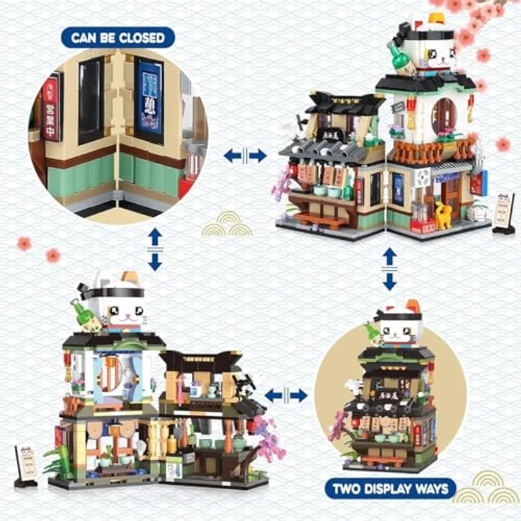 QLT Japanisch Straßenansicht Izakaya Shop Mini Bausteine, MOC Creative STEM Japanisch Toys Friends mädchen Model Set, 789 PCS Klemmbausteine Haus Toy Gift (Nicht kompatibel mit Lego Bausteine) – Bild 5