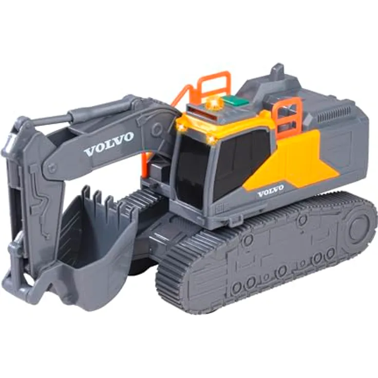 Dickie Toys Volvo Tracked Excavator – 23 cm großer Kettenbagger mit Licht und Sound, Freilauf, offizielle Volvo-Lizenz