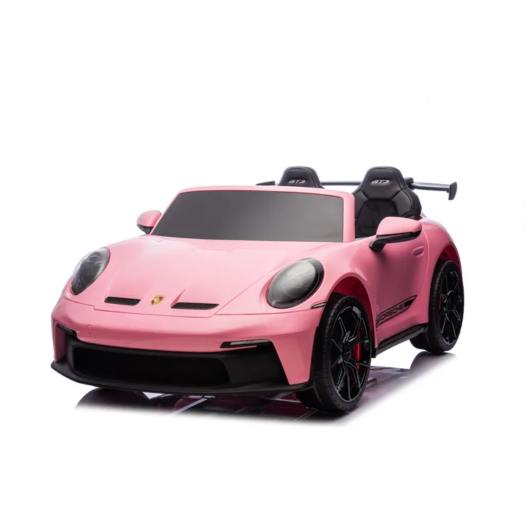 FINOOS Porsche 911 GT3 RS AMG XXL Kinder-Elektroauto, 2-Sitzer 24V 4x4 mit Ledersitz und Fernsteuerung, Rosa