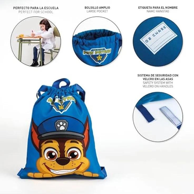 Cerda Turnbeutel Paw Patrol, leichter Polyester-Sportbeutel mit Rückengurten für Sport und Freizeit – Bild 4
