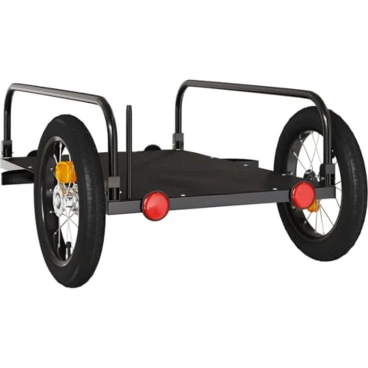 vidaXL Fahrradlastenanhänger Schwarz 122x53x31 cm Eisen, Max. Belastung 30 kg, mit Deichsel und Sicherheitsflagge – Bild 9