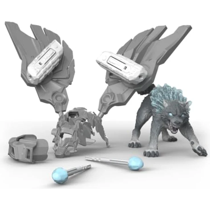 Schleich 42815 Gladiator Ice Wolf, Spielzeugfigur mit Schussfunktion und zwei Eisenflügeln – Bild 3