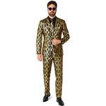 OppoSuits Shiny Snake (54), Kostüm mit Jacket, Hose und Krawatte im Schlangen-Muster, Slim-Fit Schnitt