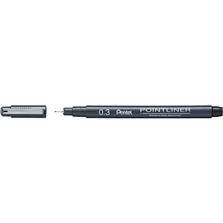 Pentel Pointliner Fineliner-Set schwarz, 5 Spitzenbreiten von 0,05 bis 0,8 mm, wasserfest, ideal zum Zeichnen und Schreiben – Bild 4