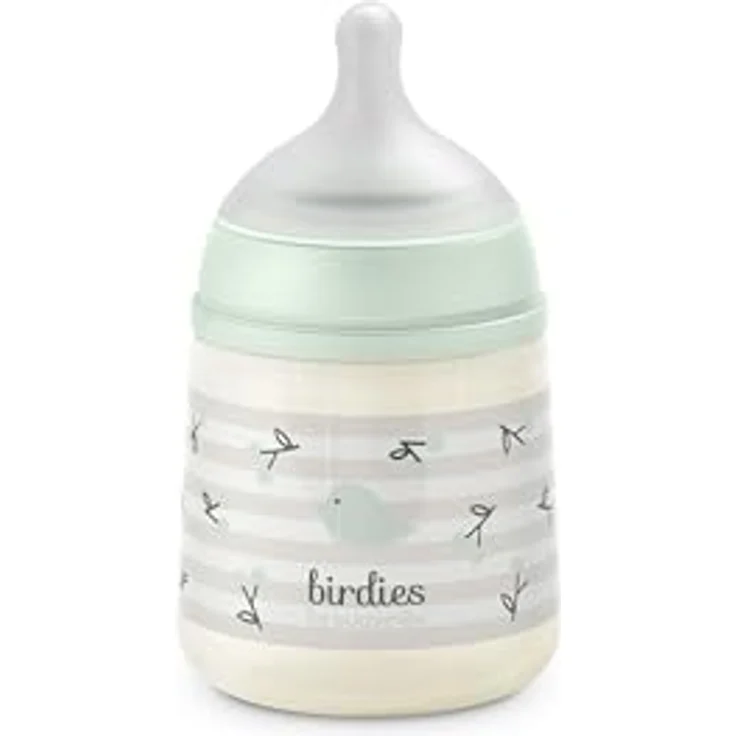 Suavinex Babyflasche 150 ml mit SX Pro Silikon-Sauger, Antikolik mit langsamem Fluss (S), Design Birdies Grün, ideal für Neugeborene ab 0 Monaten – Bild 1