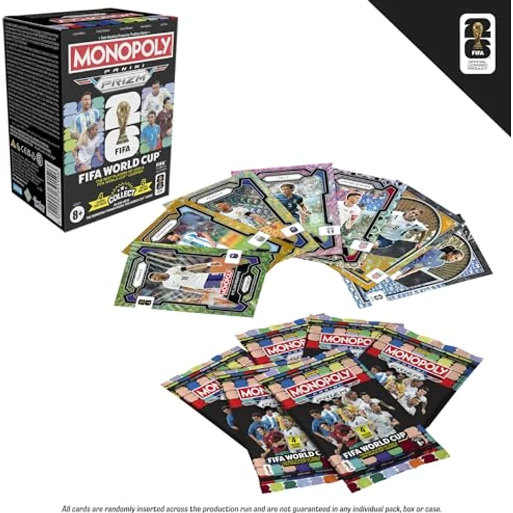 Monopoly Panini Prizm: FIFA World Cup Trading Cards Booster Box, 24 Sammelkarten mit aktuellen Stars und Legenden, Geschenke für Fußballfans – Bild 3
