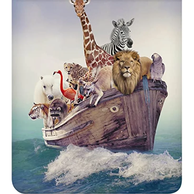 ESPiCO Bettwäsche Trendy Bedding Arche Noah Löwe Tiger Giraffe Pferd Vögel Känguru Leopard Renforcé, 135x200 cm – Bild 3