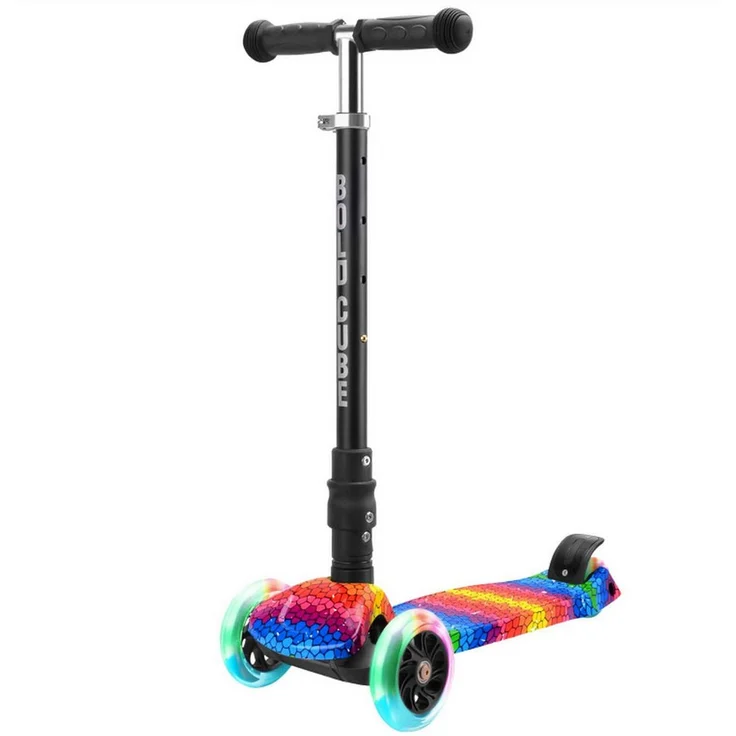 BOLDCUBE BOLDCUBE Tretroller Big 3 Wheel Scooter, faltbar, für Kinder ab 5 Jahren, mit reflektierenden Blinkrädern und Klappmechanismus