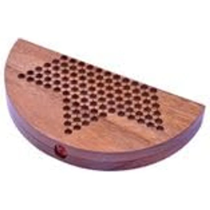 Logoplay Halma Gr. XL - Gesellschaftsspiel für 2-6 Spieler, handgefertigtes Holzbrett Ø 31 cm, inklusive 6x15 Spielstecker und Stoffbeutel aus 100% Baumwolle – Bild 4