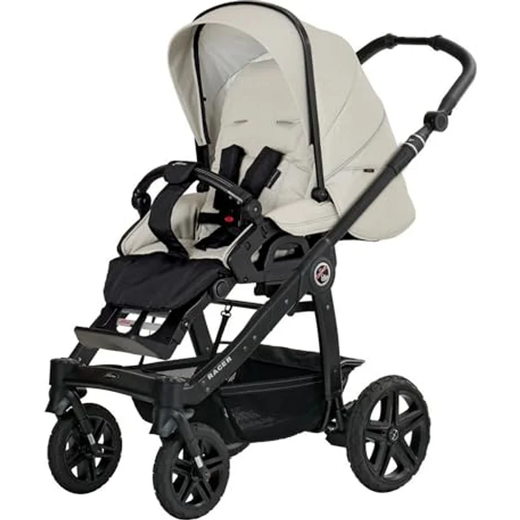 Hartan Kinderwagenset Racer GTS, Kombikinderwagen in Greige, 3-teilig, EN 1888, UV 50+, Faltgestell mit Federung und kugelgelagerten Rädern – Bild 3