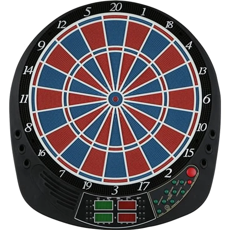 Sunflex® elektronische Dartscheibe Master, E-Dartboard mit 27 Spielmodi und 124 Varianten, für bis zu 16 Spieler, inklusive 12 Dartpfeile, Netzadapter, Turniergröße