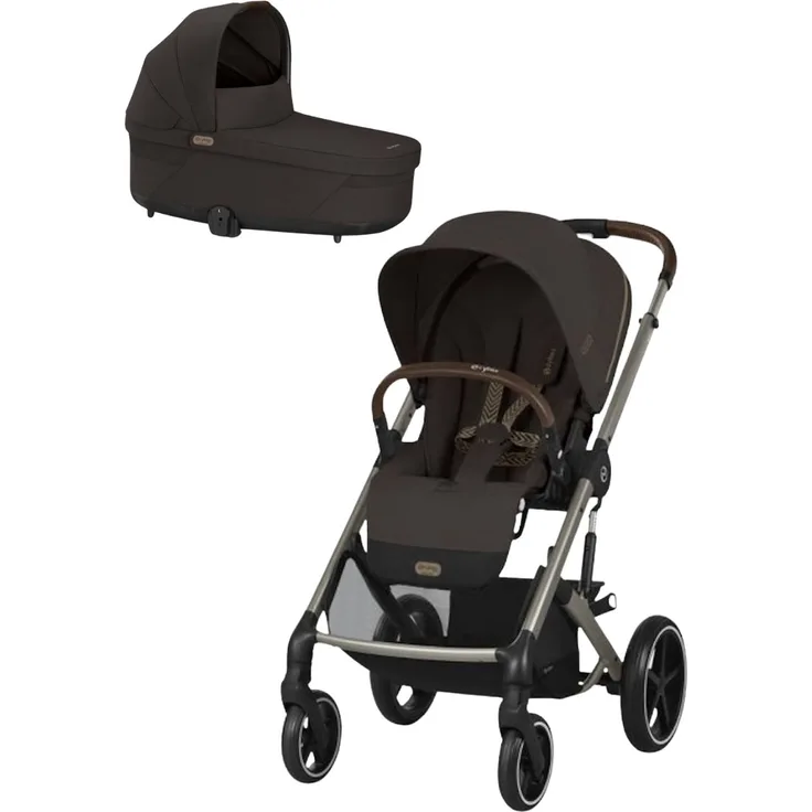 Cybex Balios S Lux, 2in1 Kombikinderwagen mit Babywanne, citytaugliche Federung, pannensichere Räder, XXL-Sonnendach, Chocolate Brown