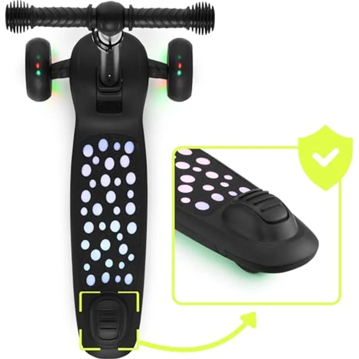 HyperMotion LUMI 3in1 Kinderroller mit LED-Beleuchtung, Sitz höhenverstellbar, klappbar, PolyurethanRäder, T-Bar Lenker, bis 50 kg, blau – Bild 4