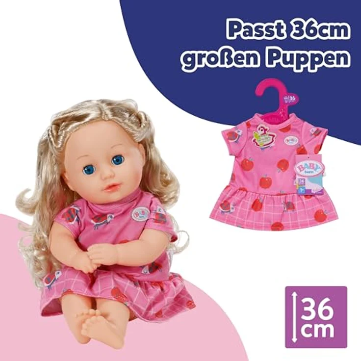 BABY born Kleid pink mit Äpfeln und Marienkäfern, kniefreies Sommerkleid für 36cm Puppen, leicht anzuziehen, Modell 839232 von Zapf Creation – Bild 5