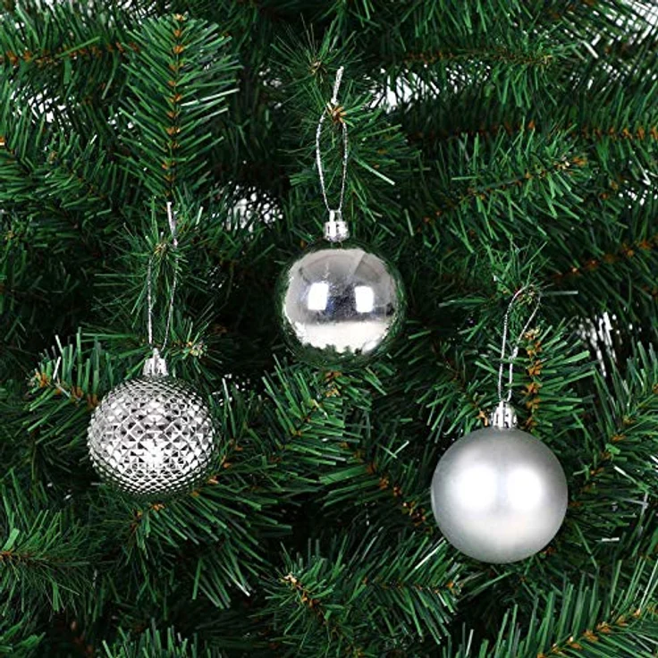 DEUBA® Weihnachstkugeln 66tlg Ø 3-6cm Kunststoff matt glänzend Christbaumkugeln Christbaumschmuck Anhänger Weihnachtsbaumkugeln Weihnachtsdeko Silber – Bild 4