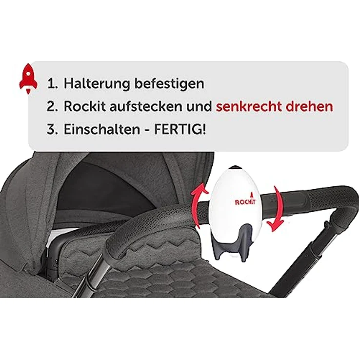 Rockit - Kinderwagenschaukler (wiederaufladbar) mit Halterung - passt auf jeden Kinderwagen – Bild 7