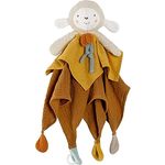 Fehn Schmusetuch Schaf fehnNATUR - Spielkamerad & Stofftier-Schnuffeltuch mit Baumwolle aus kontrolliert biologischem Anbau (kbA) mit Schnuller-Befestigung - für Babys & Kleinkinder ab 0+ Monaten