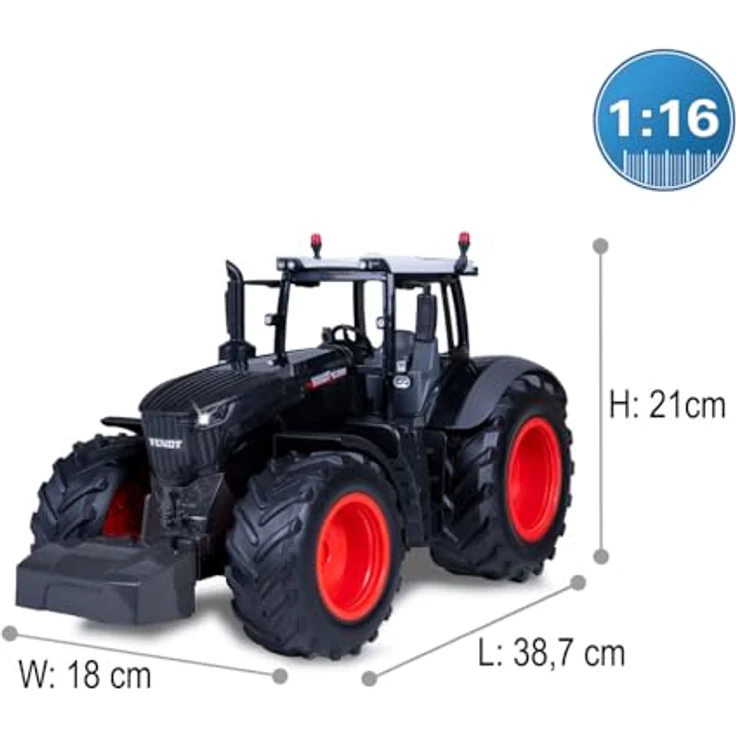 JAMARA Fendt 1050 Vario 1:16 Black Special Edition, Ferngesteuertes Traktor-Spielzeug mit 2,4 GHz Steuerung, LED-Beleuchtung und RC-Plug-System – Bild 3
