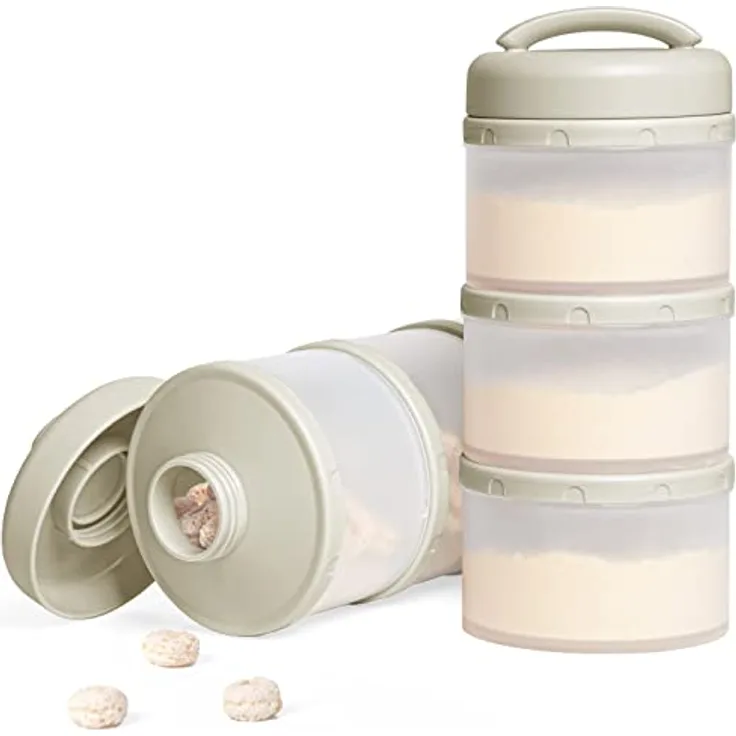 Termichy Milchpulver Portionierer, stapelbare Aufbewahrungsbox für Babys, 2 Stück, 60 g Kapazität, warmes Grau