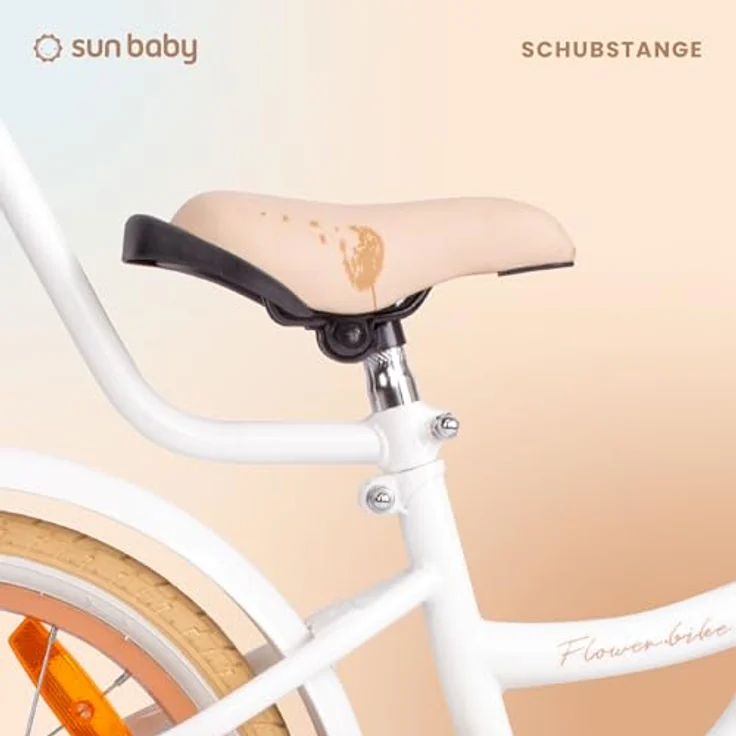 sun baby Mädchenfahrrad 16 Zoll Flower Bike mit Abnehmbarer Schubstange, Kinderfahrrad für Mädchen von 2 bis 6 Jahre (Weiß Beige) – Bild 3