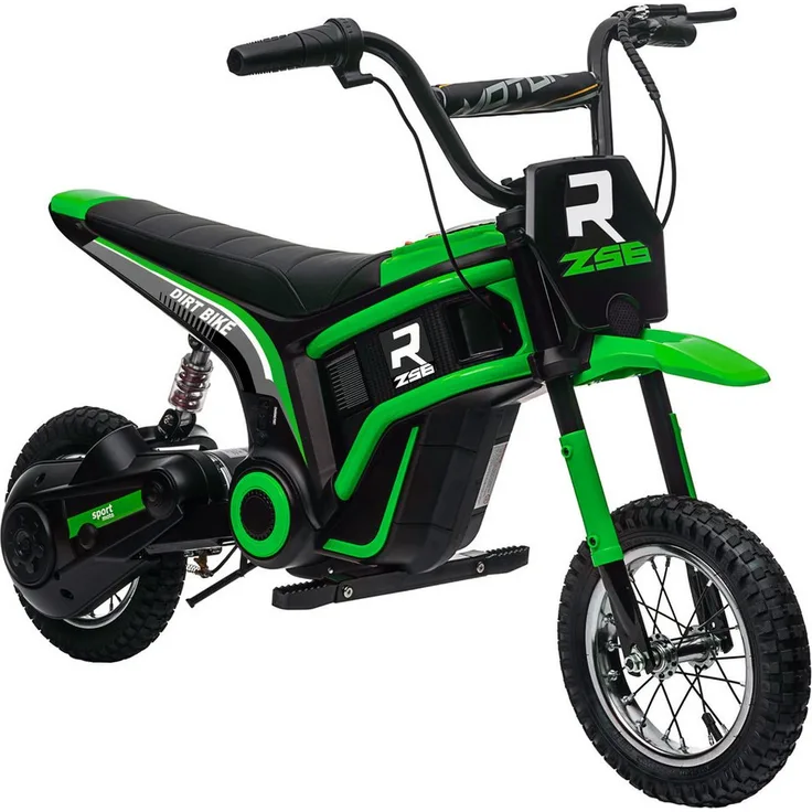 HOMCOM Elektro-Kindermotorrad Kinderfahrzeug Kunststoff Grün, 24V Motor, integrierte Musik, für Kinder 8-12 Jahre