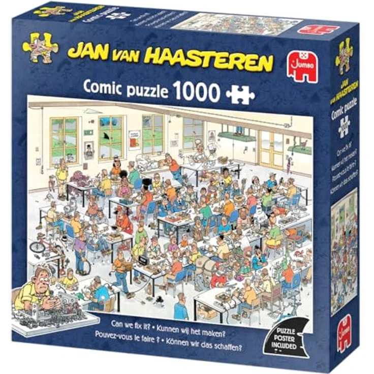 Jan van Haasteren Können Wir Das Schaffen? 1000 Teile Puzzle für Erwachsene aus 100% recyceltem Karton, 68 x 49 cm, humorvolle Repair Café Szene – Bild 3