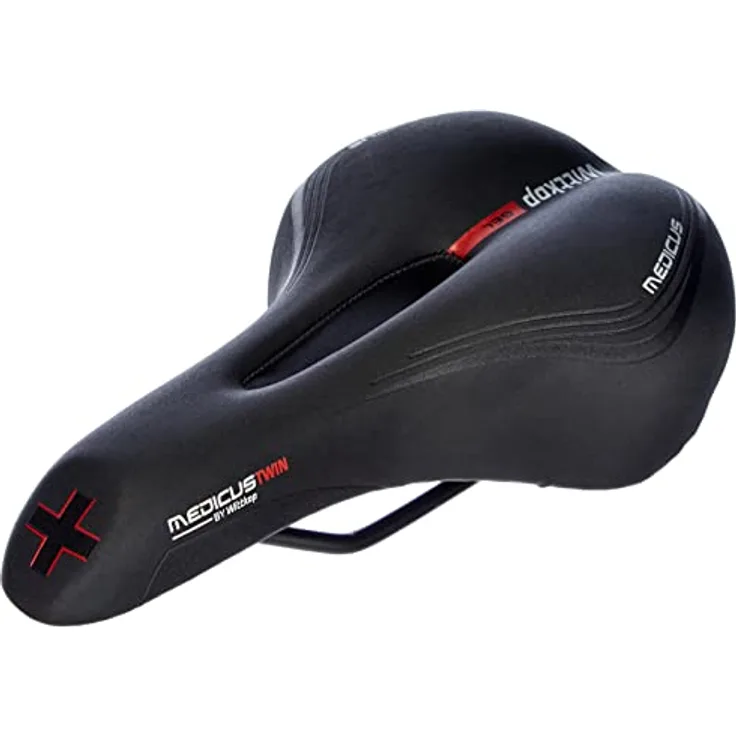 Prophete Wittkop Medicus Twin 1.0 Sattel | Trekkingsattel | Fahrradsattel | Geleinlage und Elastomerdämpfung | 5-Zonen Polsterung | Schwarz
