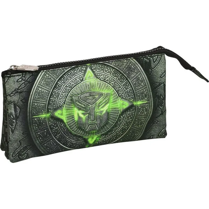 Transformers Dreifaches Mehrzweck-Etui Schwarz 22 x 12 x 3 cm, Polyester 300D, 3 Fächer, Innentasche, Reißverschluss
