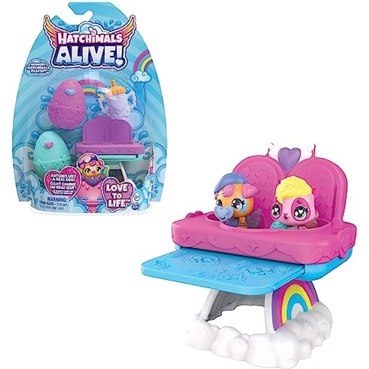 Hatchimals Alive Zwillingshochstuhl Spielset - mit 2 Mini-Figuren in selbstschlüpfenden Eiern, 3 Accessoires und magischen Spielideen, Spielzeug für Kinder ab 3 Jahren – Bild 1