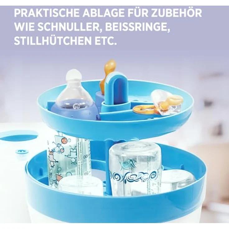 Babyruf BS 29b Dampfsterilisator für Babyflaschen, sterilisiert bis zu 6 Flaschen, weiß/blau – Bild 5