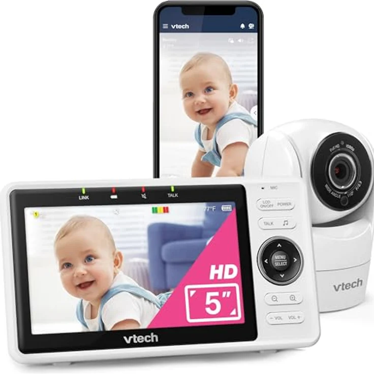 VTech VM901 Babyphone, 1080P FHD Kamera mit 120° Weitwinkelobjektiv und HD-Fernbedienung – Bild 1