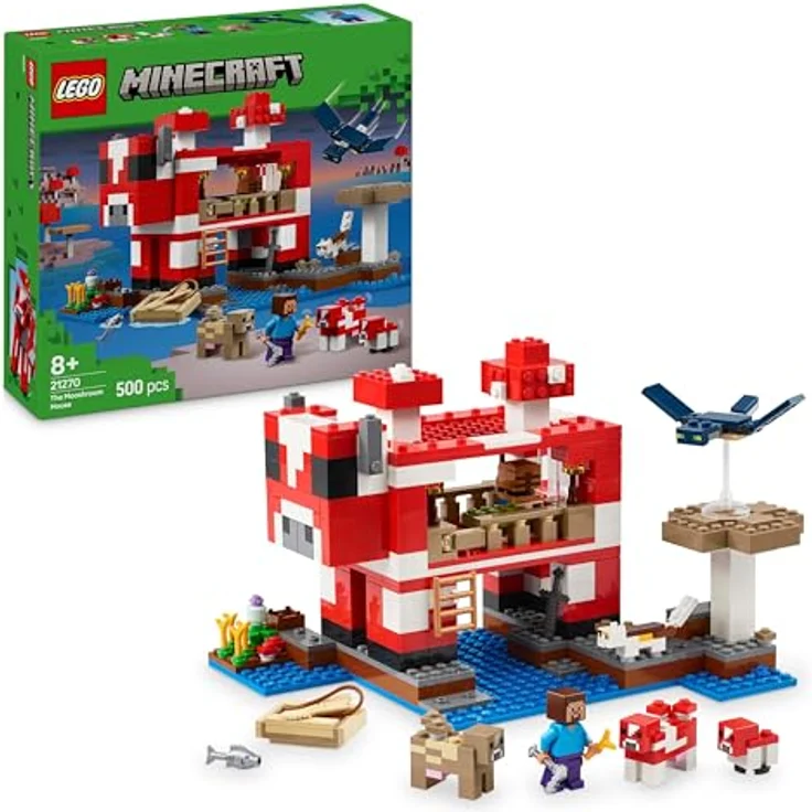 LEGO Minecraft Das Pilzkuh-Haus, Bauspielzeug zum Videospiel, mit Minifiguren Steve und weitere Charaktere, für Kinder ab 8 Jahren 21270 – Bild 1