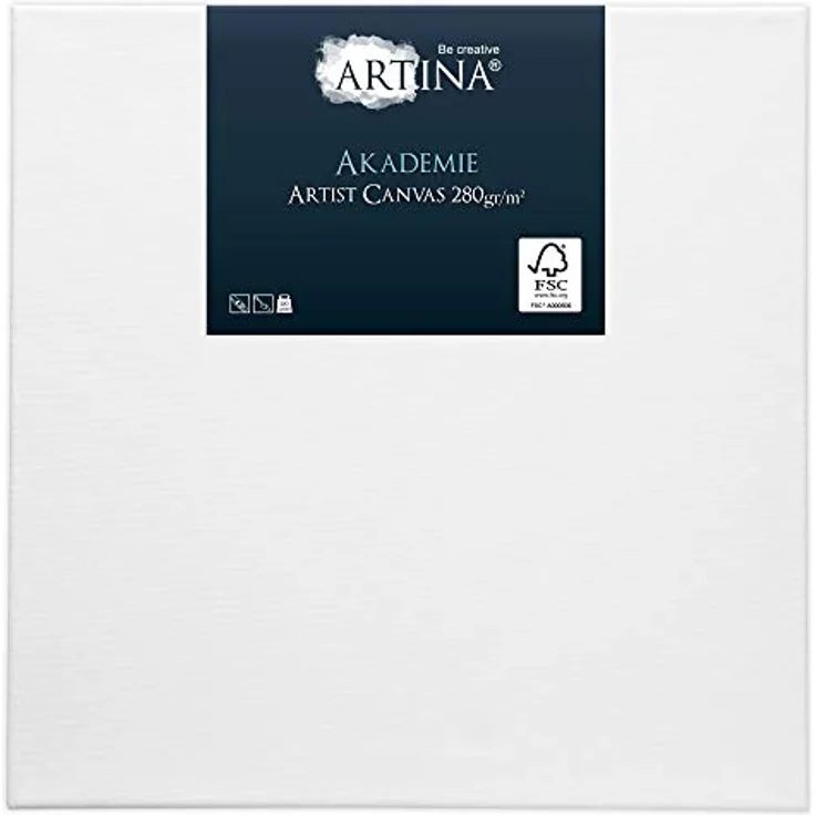 Artina FSC® Keilrahmen 10er Set Akademie 10x10 cm – Leinwand Set Maltuch aus 100% Baumwolle Leinwände 280 g/m² - Keilrahmenset Leinwand zum Bemalen für Acryl-, Aquarell-, Ölfarbe uvm – Bild 3