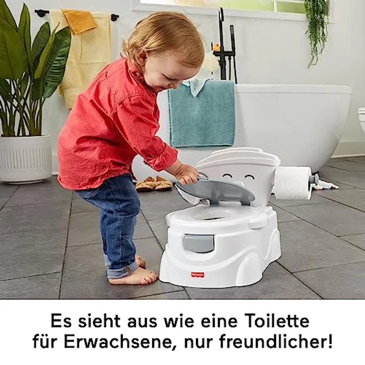 Fisher-Price Meine erste Toilette Töpfchen für Babys, deutsche Version, interaktives Trainingstöpfchen mit Musik und Geräuschen, HJC38 – Bild 3