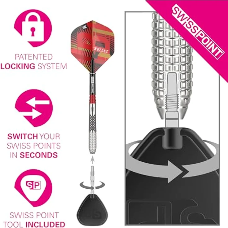 Target Darts Stephen Bunting G5, 95% Tungsten Dart Set (18G) mit Swiss Point Technologie, inkl. Pro Grip EVO Schäfte und Pro Ultra Flights – Bild 4
