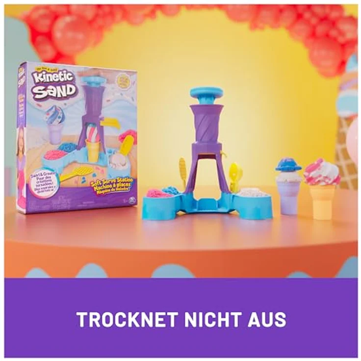 Spin Master Kinetic Sand Soft Serve Ice Cream Station, Bastelset mit 397g farbigem Kinetic Sand für kreative Eiskreationen – Bild 7