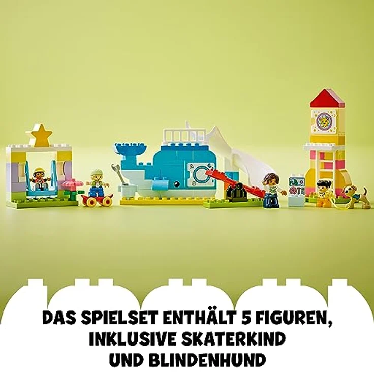 LEGO 10991 DUPLO Traumspielplatz Set, Konstruktionsspielzeug für Kinder ab 2 Jahren mit Wal- und Raketengerüste und Figuren, hilft Kleinkindern, Buchstaben, Zahlen und Farben mit Steinen zu Lernen – Bild 4