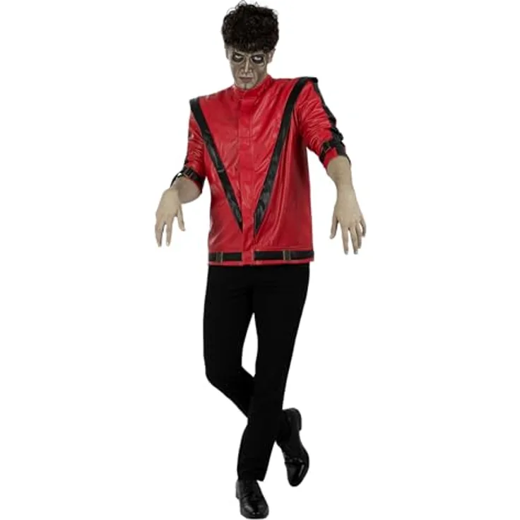 Funidelia Offizielle Michael Jackson Thriller Jacke für Herren, Größe L - XL, rot, Kostümzubehör für Partys, Karneval und Halloween