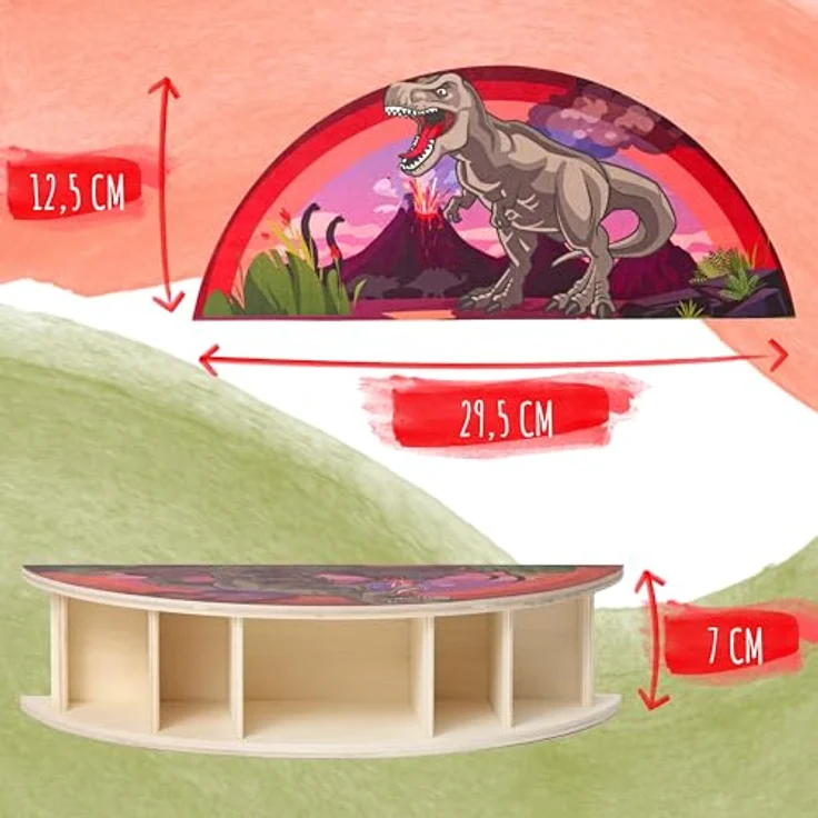 WAGOMA® Stiftehalter Kinder Dinosaurier [5 Fächer] | Robuster Schreibtisch Organizer mit buntem Dino-Motiv | Ideal für Ordnung im Kinderzimmer – Bild 4
