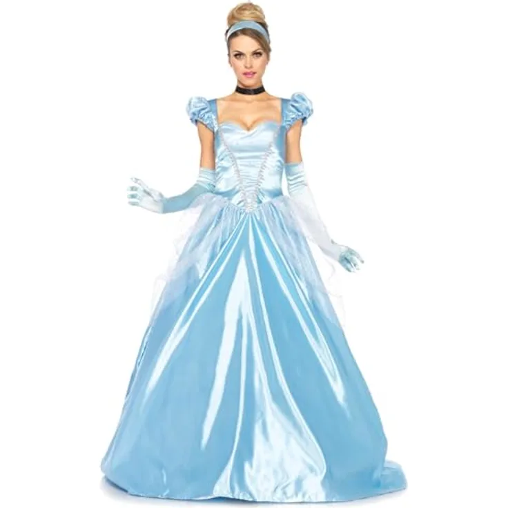 Leg Avenue Cinderella Classic, Kostüm aus Satin mit Glitzerelementen und Tüll, 3-teilig in Blau